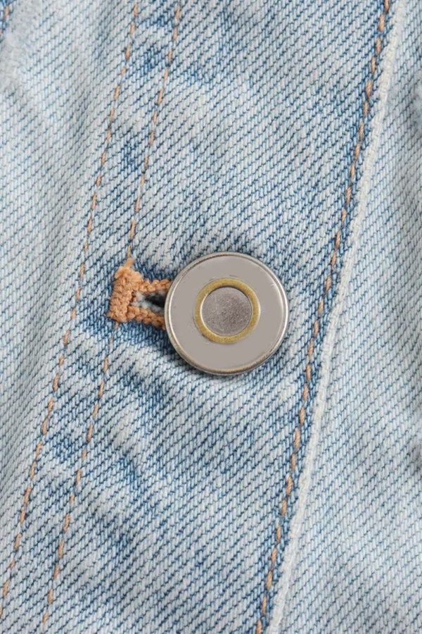 Arianna  Asymmetrical Collar Denim Top Hot on Sale - Image 5