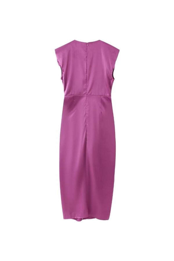 Freya   Fitted Pleated Satin Sleeveless Dress (3 Colors) Sale - Image 5
