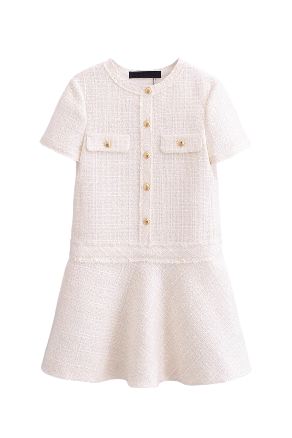Helen  Tweed Short Sleeved Midi Dress Cheap