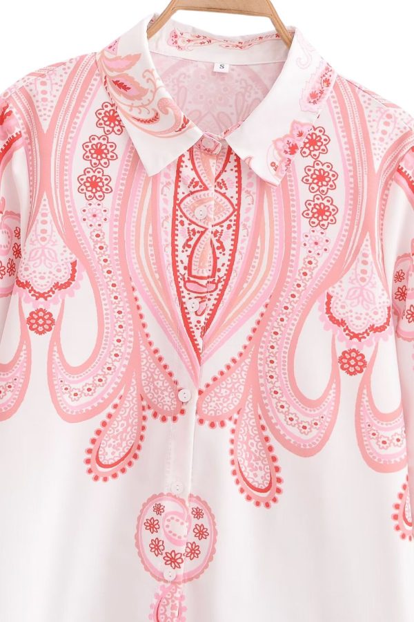 Charlotte   Vintage Red Floral Long Sleeve Shirt Sale - Image 3
