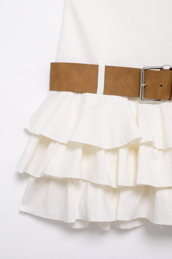 ‘Millie’ Layered Decor Halterneck Dress & Belt For Discount - Image 4