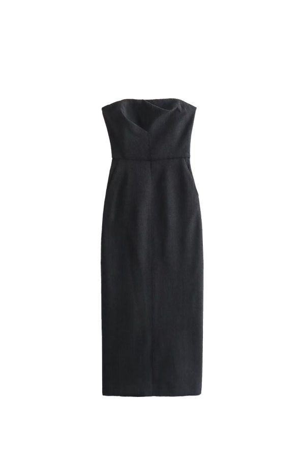 Aurora   Black Wrap Tube Dress Fashion