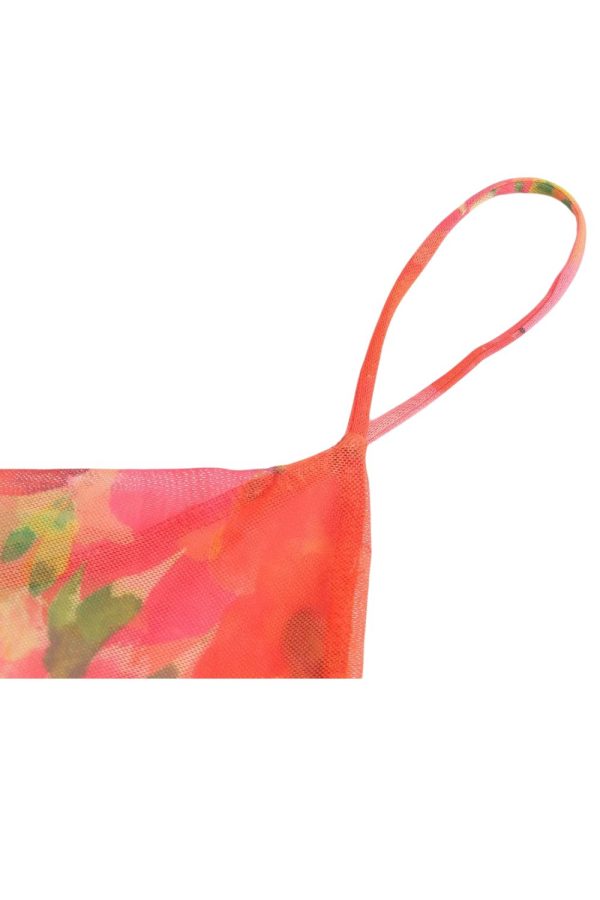 Stella  V-neck Fine Strap Floral Chiffon Dress Supply - Image 4