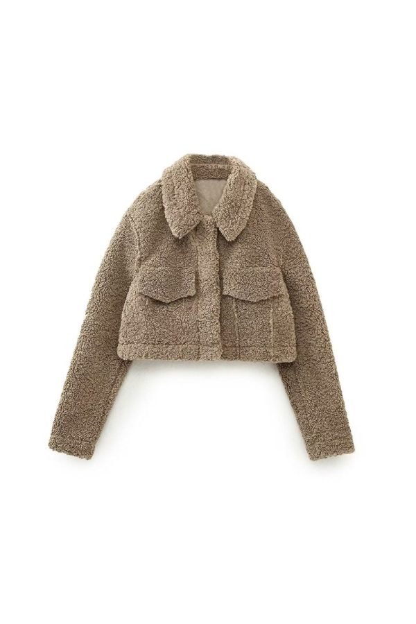 ‘Mackenna’ Fleece Short Jacket （2 Color) Supply - Image 2