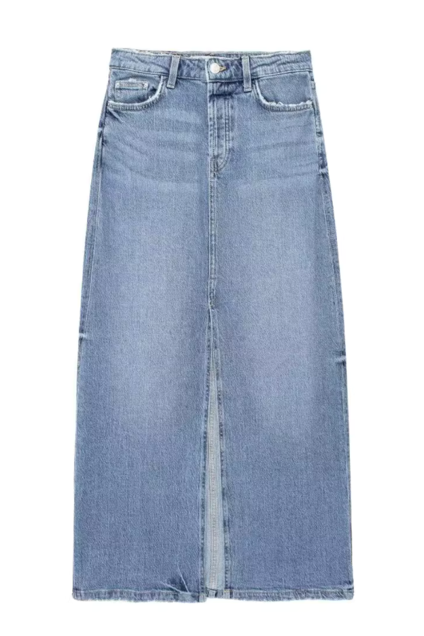 Heidi  High-Waist Slit Denim Midi Skirt Sale