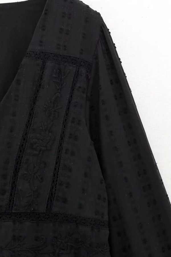 Violet  Cut-out Embroidered V-neck Mini Dress For Discount - Image 4