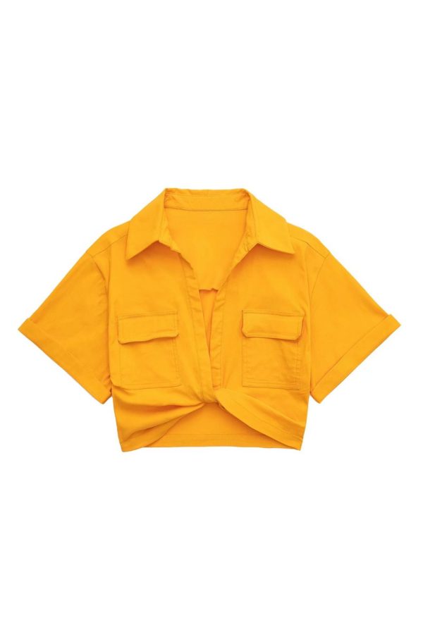 ‘Ruby’  Elastic Linen Blend Short Shirt Crop Top（5 Colors) Fashion - Image 4