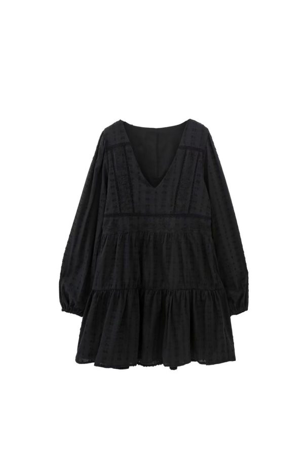 Violet  Cut-out Embroidered V-neck Mini Dress For Discount