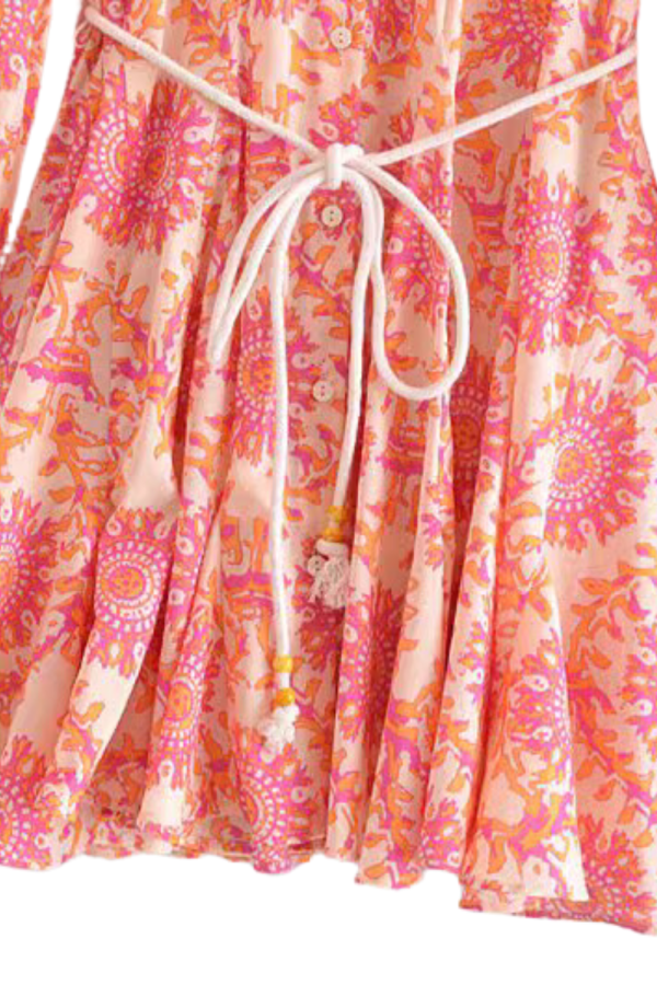 Miriam  Long Sleeved Printed Collared Mini Dress Online - Image 4