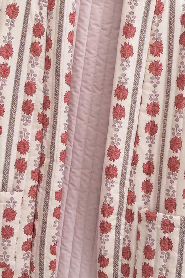 Barbara  Printed Open Front Quilted Jacket (2 Colors) For Cheap - Image 3