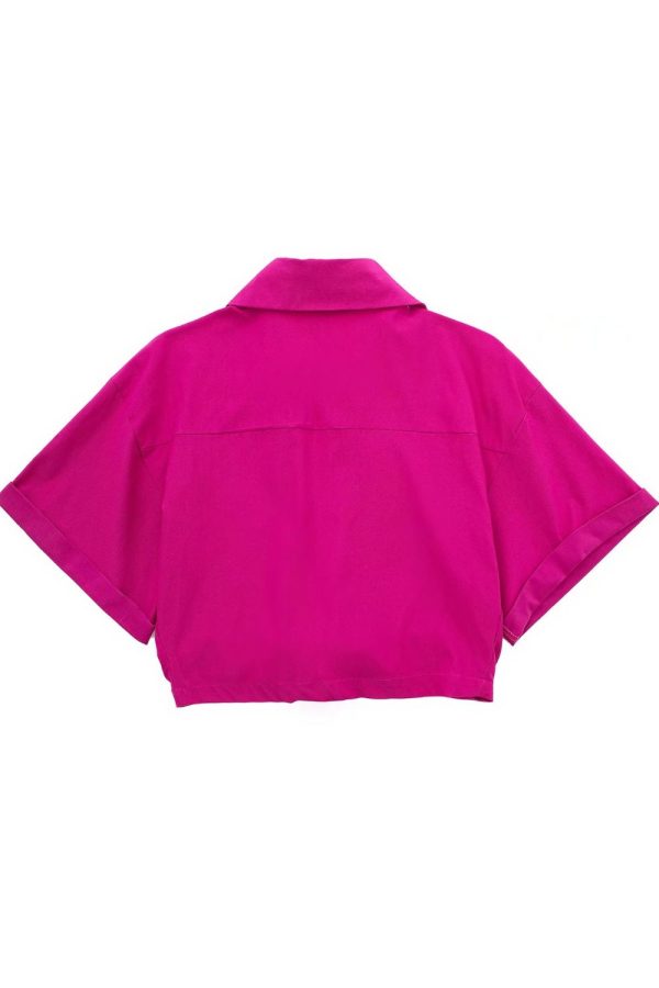 ‘Ruby’  Elastic Linen Blend Short Shirt Crop Top（5 Colors) Fashion - Image 3