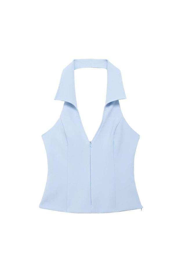 ‘Layla’ Shirt-style Halterneck Top Jumpsuit (Sold Separately) Hot on Sale - Image 4