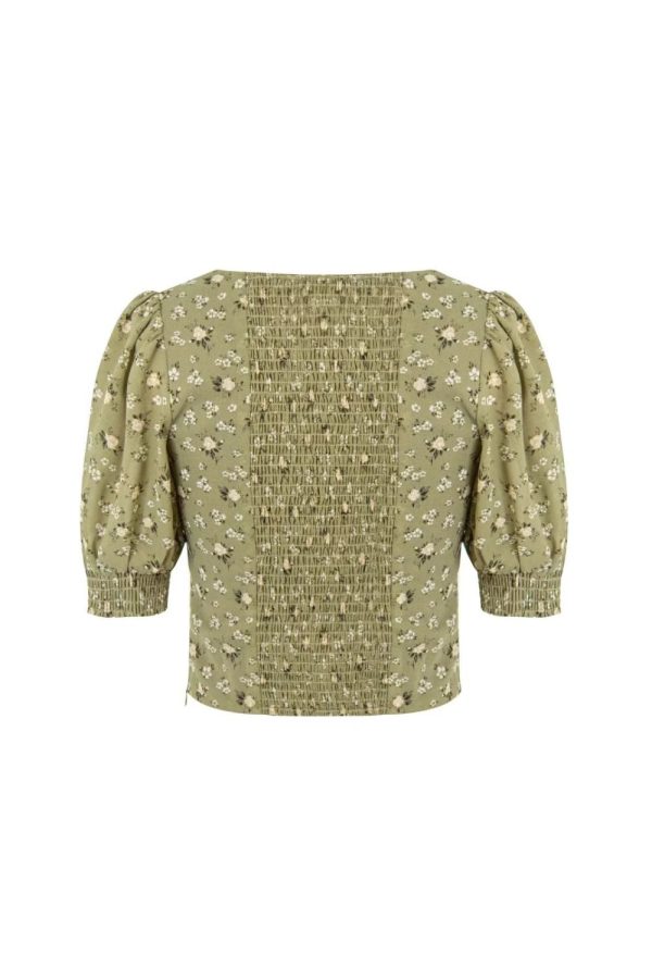Emily  Short-sleeve Square Neck Cinched Waist Top For Sale - Image 2