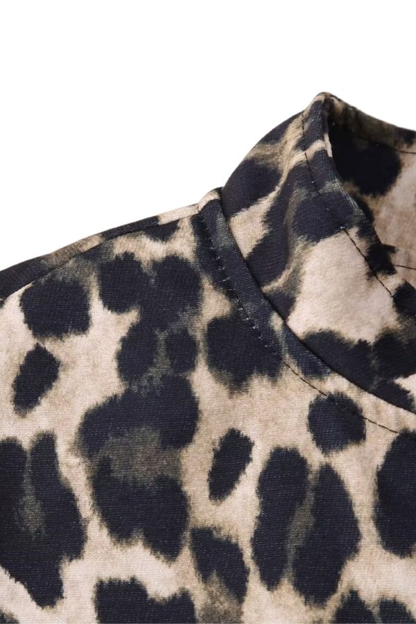 Lily  Leopard Print Jacket Long Sleeve Coat Sale - Image 4