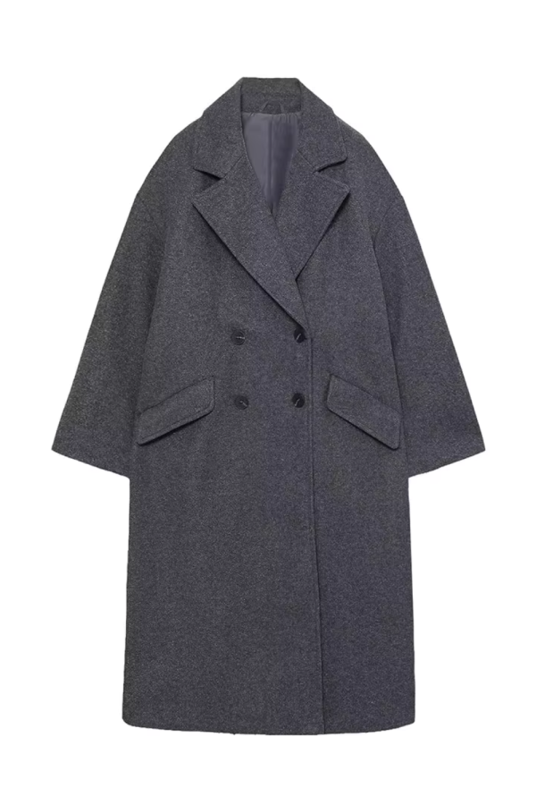 Nina  Double-Breasted Collared Long Coat (4 Colors) Online - Image 2