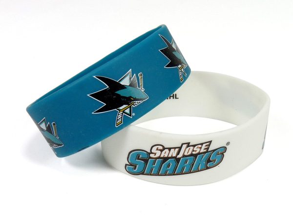 San Jose Sharks Bracelets 2 Pack Wide Special Order For Discount