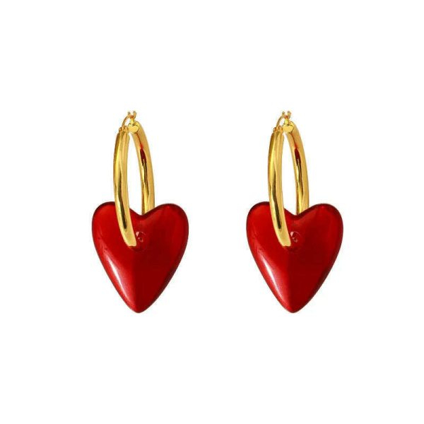 Vintage Red Heart Drop Earrings For Women Personality Big Hoop Earrings Women s Accessories Jewelry Online Sale - Image 5