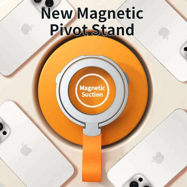 MagSafe Magnetic Ring Phone Holder with Silicone Cord Rotating Kickstand for Iphone15 14 13 12 Series Desktop AlloyBuckle Stand Sale - Image 4