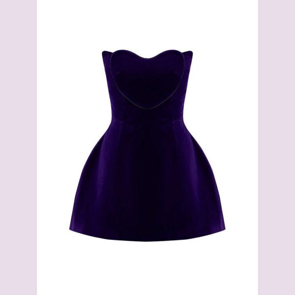 Women Celebrity New Sexy Strapless Purple Velvet Gowns Dress Elegant Mini Evening Party Club Dress Cheap - Image 2