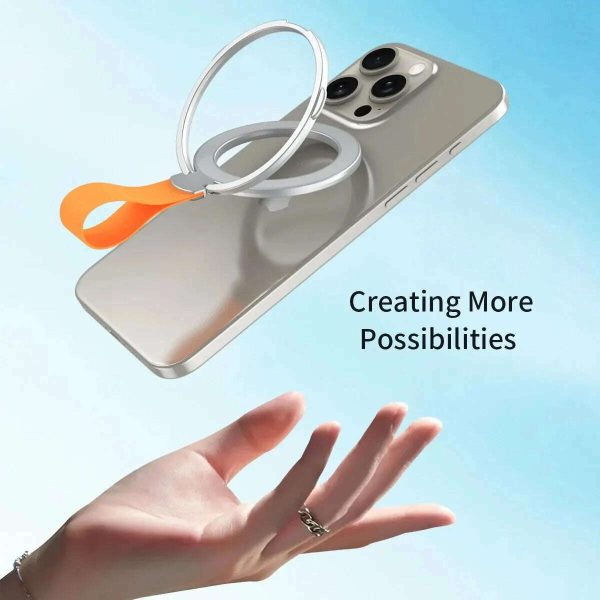 MagSafe Magnetic Ring Phone Holder with Silicone Cord Rotating Kickstand for Iphone15 14 13 12 Series Desktop AlloyBuckle Stand Sale - Image 5