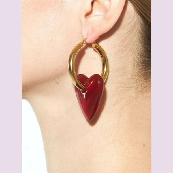 Vintage Red Heart Drop Earrings For Women Personality Big Hoop Earrings Women s Accessories Jewelry Online Sale